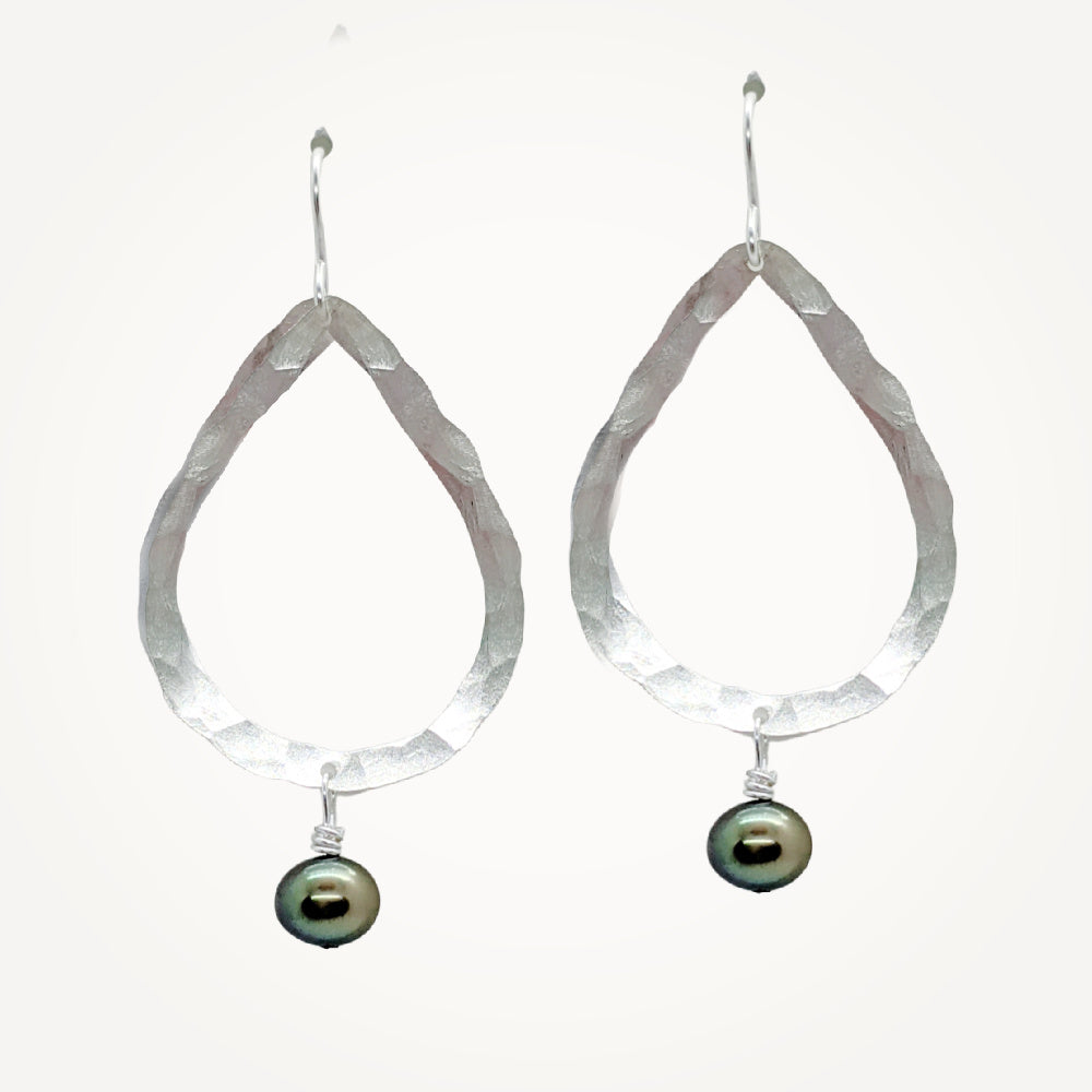 Organic Teardrop Earrings • Choice of Pearl