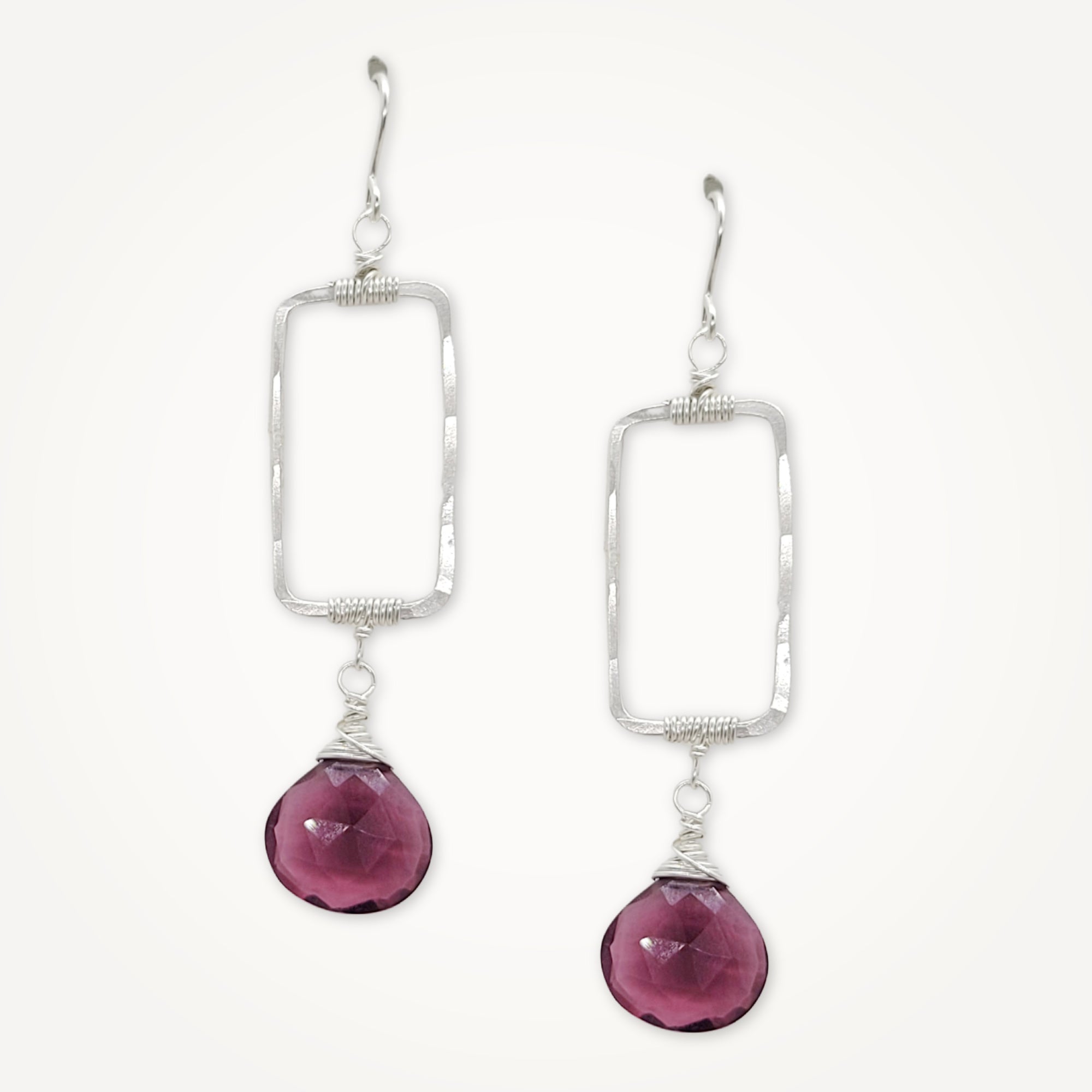 Vertical Frame Earrings • Amethyst