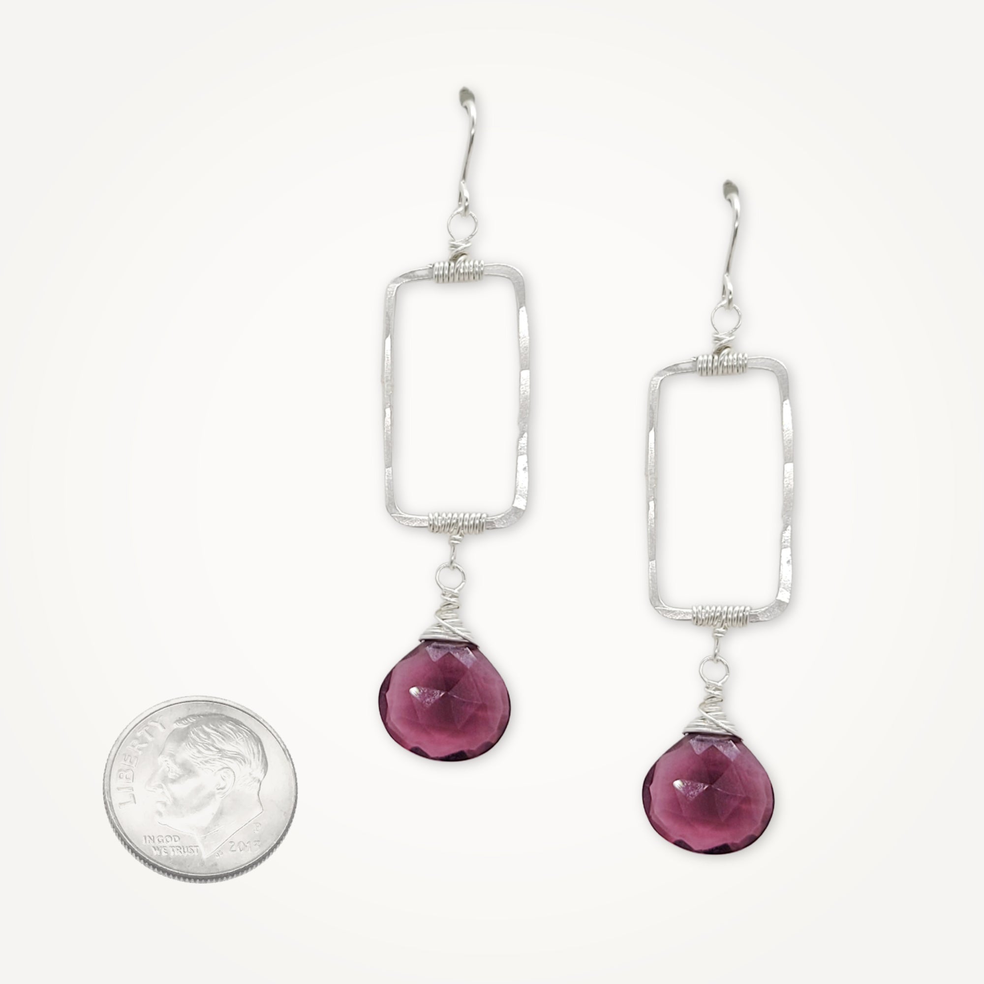 Vertical Frame Earrings • Amethyst