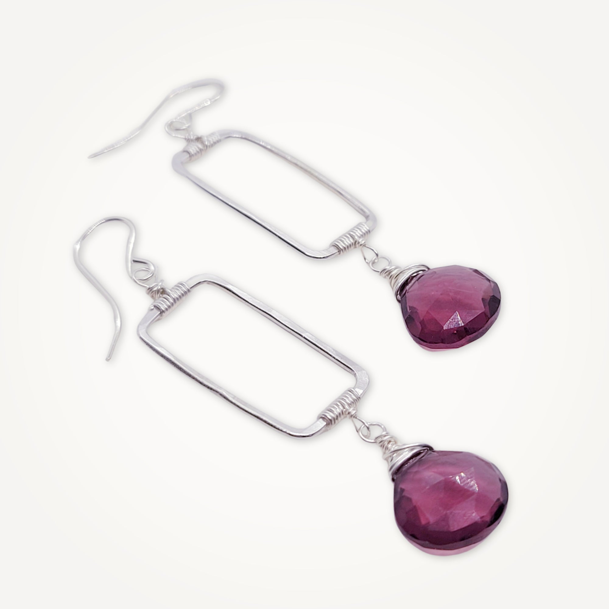 Vertical Frame Earrings • Amethyst