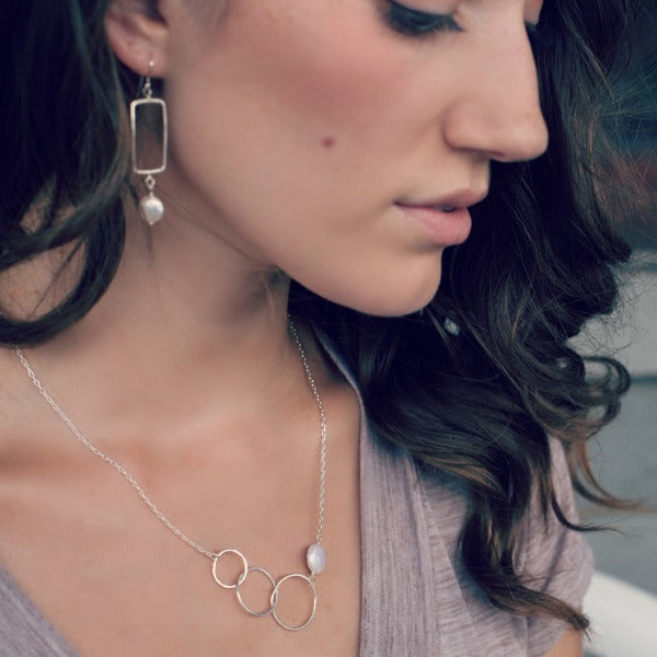 Vertical Frame Earrings • Coin Pearl