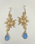 Sideways Bee Earrings • Choice of Gemstone