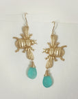 Sideways Bee Earrings • Choice of Gemstone