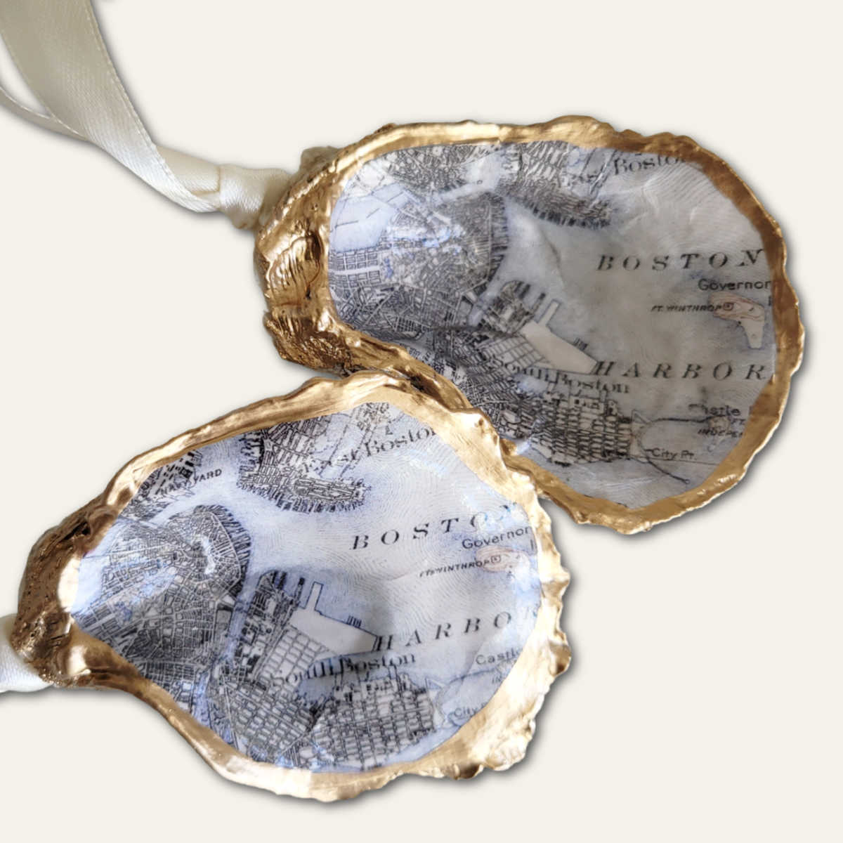 Boston Map Ornament • Oyster Shell