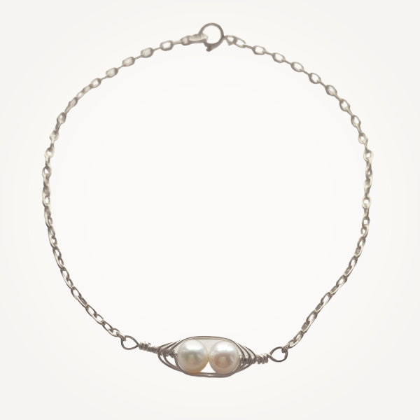 Petite Silver Peapod Bracelet • 1,2,3,4 or 5 pearls