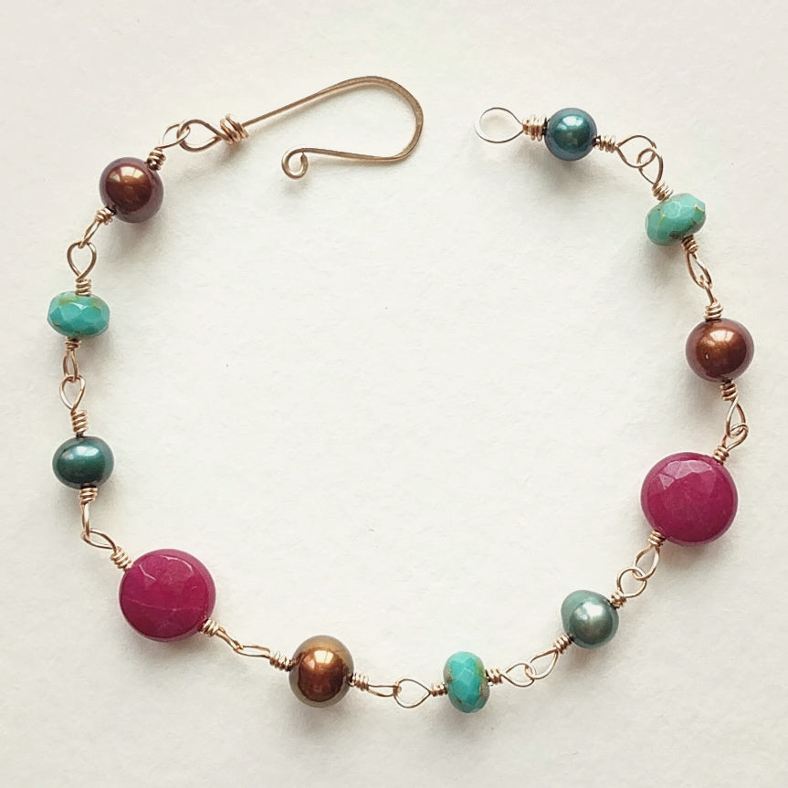 Ruby Jade Boho Bracelet Beatrixbell Handcrafted Jewelry