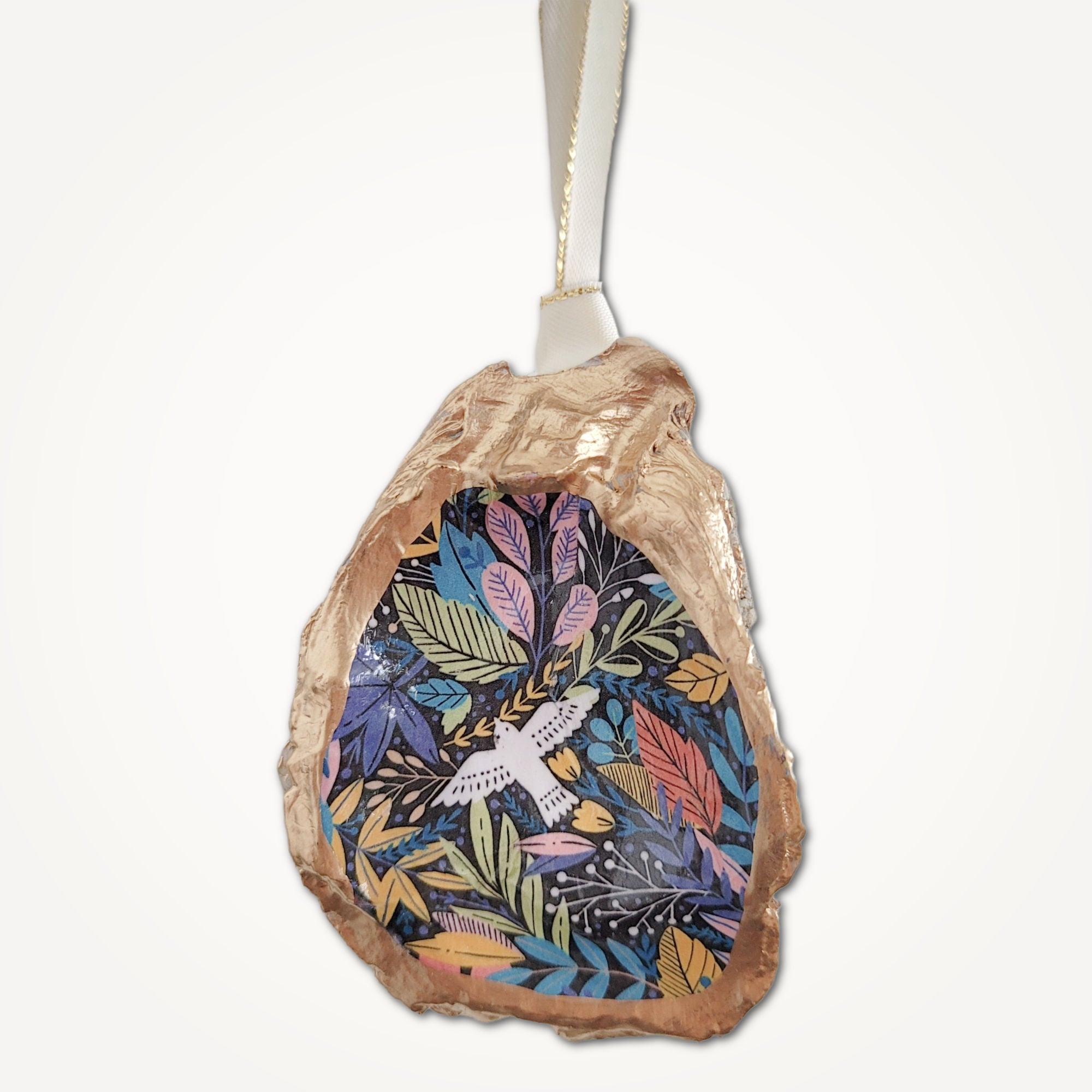 Joyful Jungle Bird Ornament • Oyster Shell