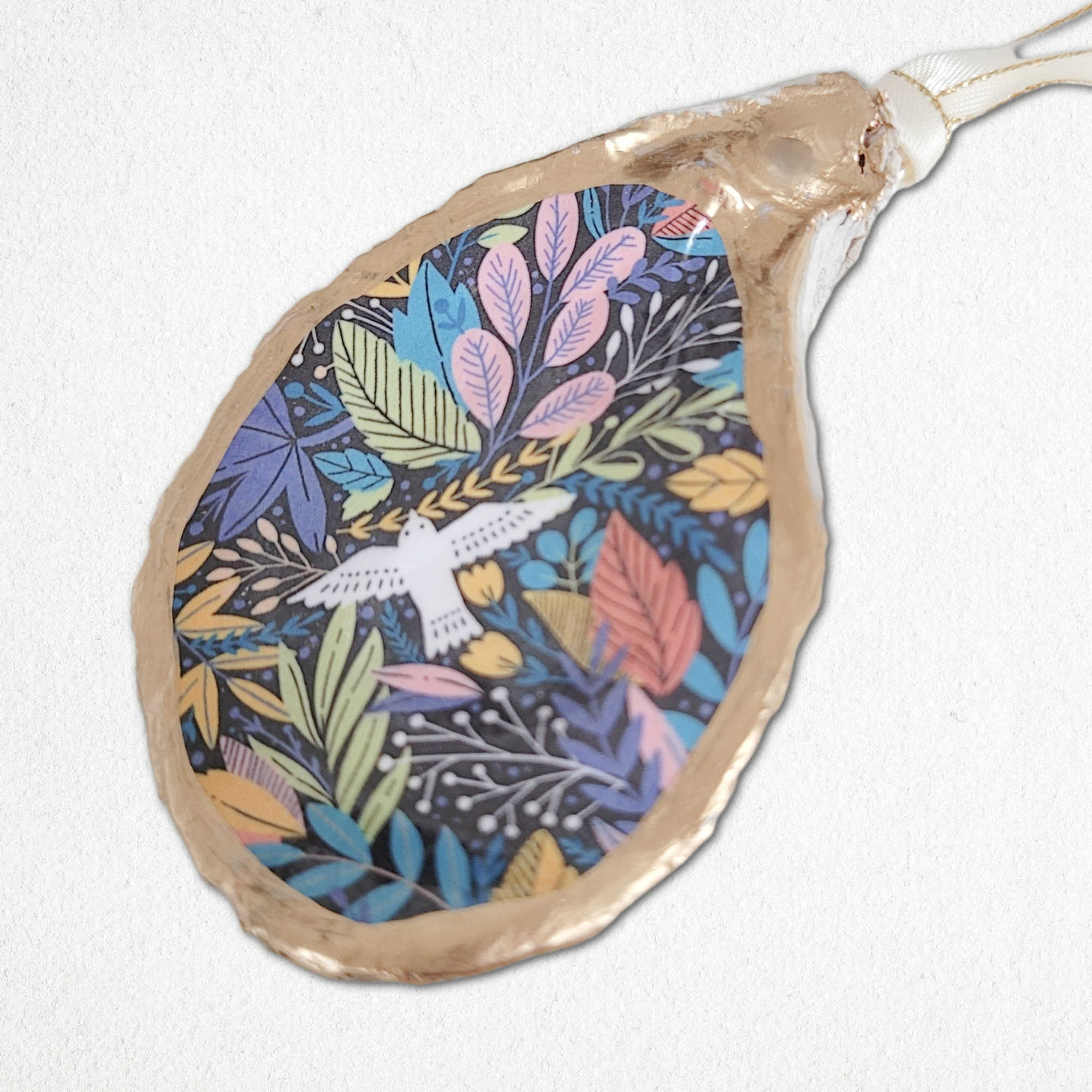 Joyful Jungle Bird Ornament • Oyster Shell