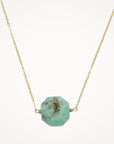 Gold + Delicate • Octagon Necklace in Green
