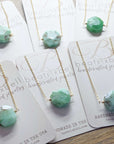 Gold + Delicate • Octagon Necklace in Green