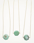 Gold + Delicate • Octagon Necklace in Green