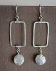 Vertical Frame Earrings • Coin Pearl