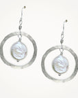 Organic Hoop Earrings • Choice of Coin Pearl