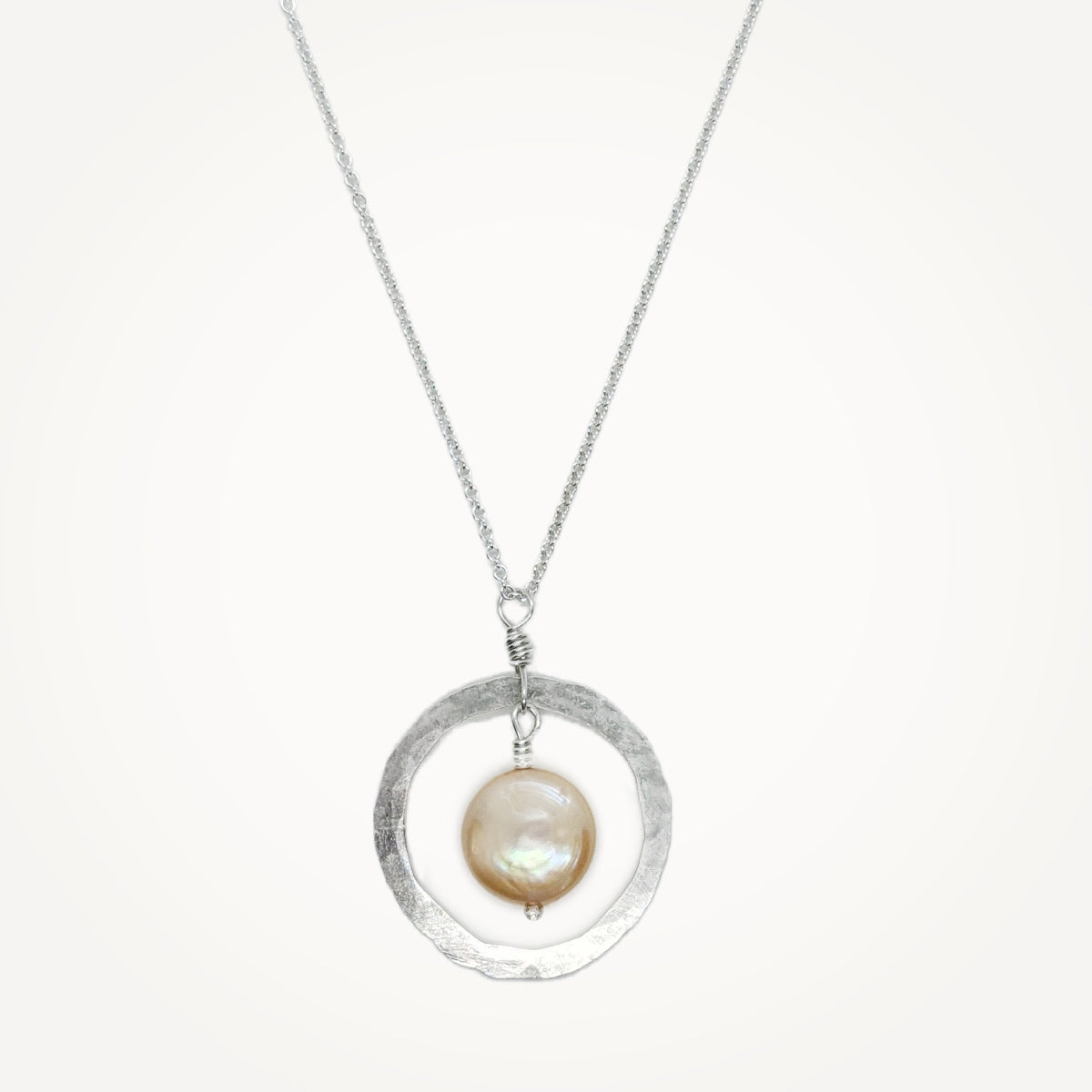 Organic Hoop Necklace • Coin Pearl