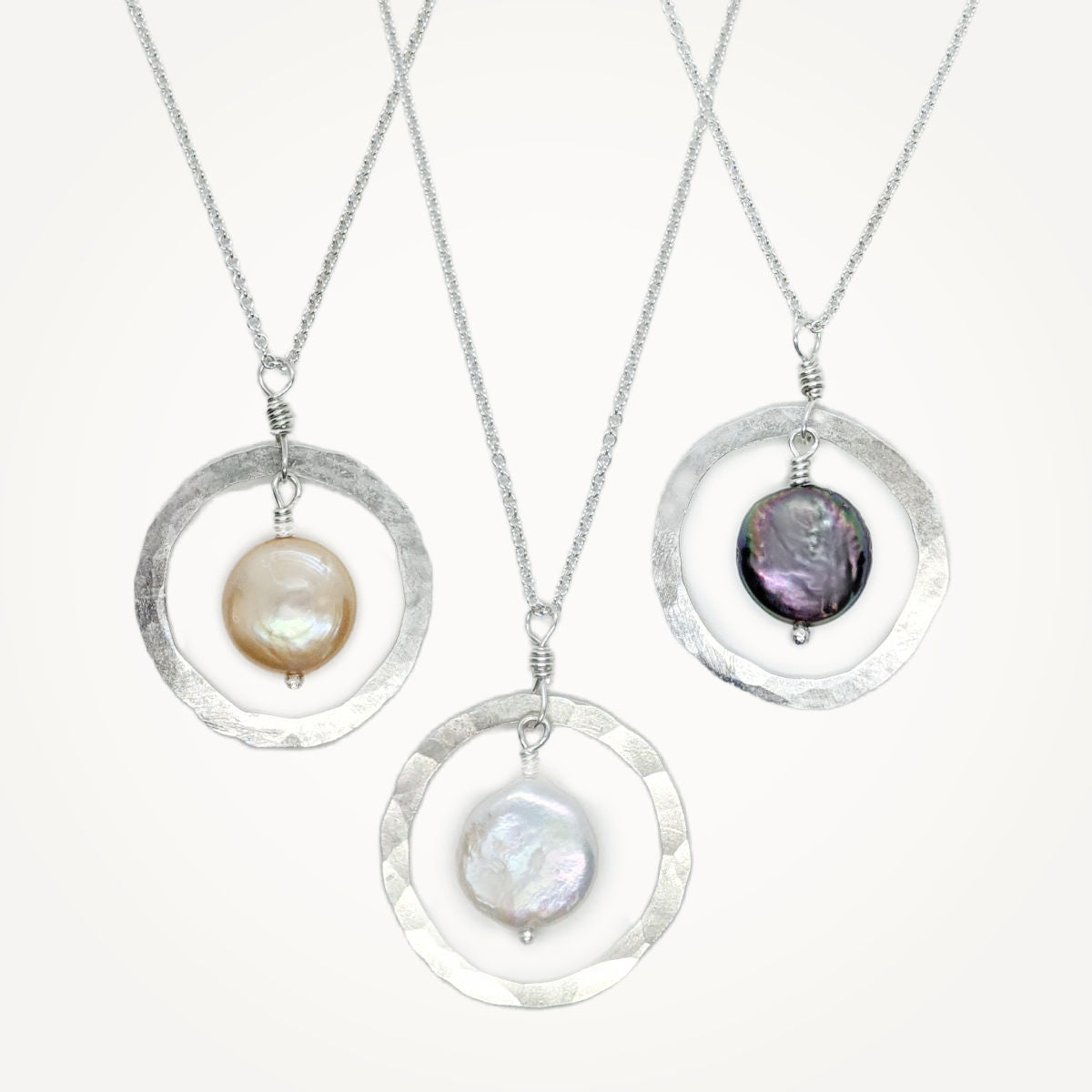Organic Hoop Necklace • Coin Pearl