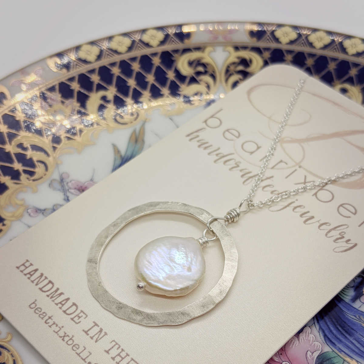 Organic Hoop Necklace • Coin Pearl