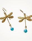Dragonfly Earrings • Caribbean Blue Opal