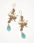 Sideways Bee Earrings • Choice of Gemstone