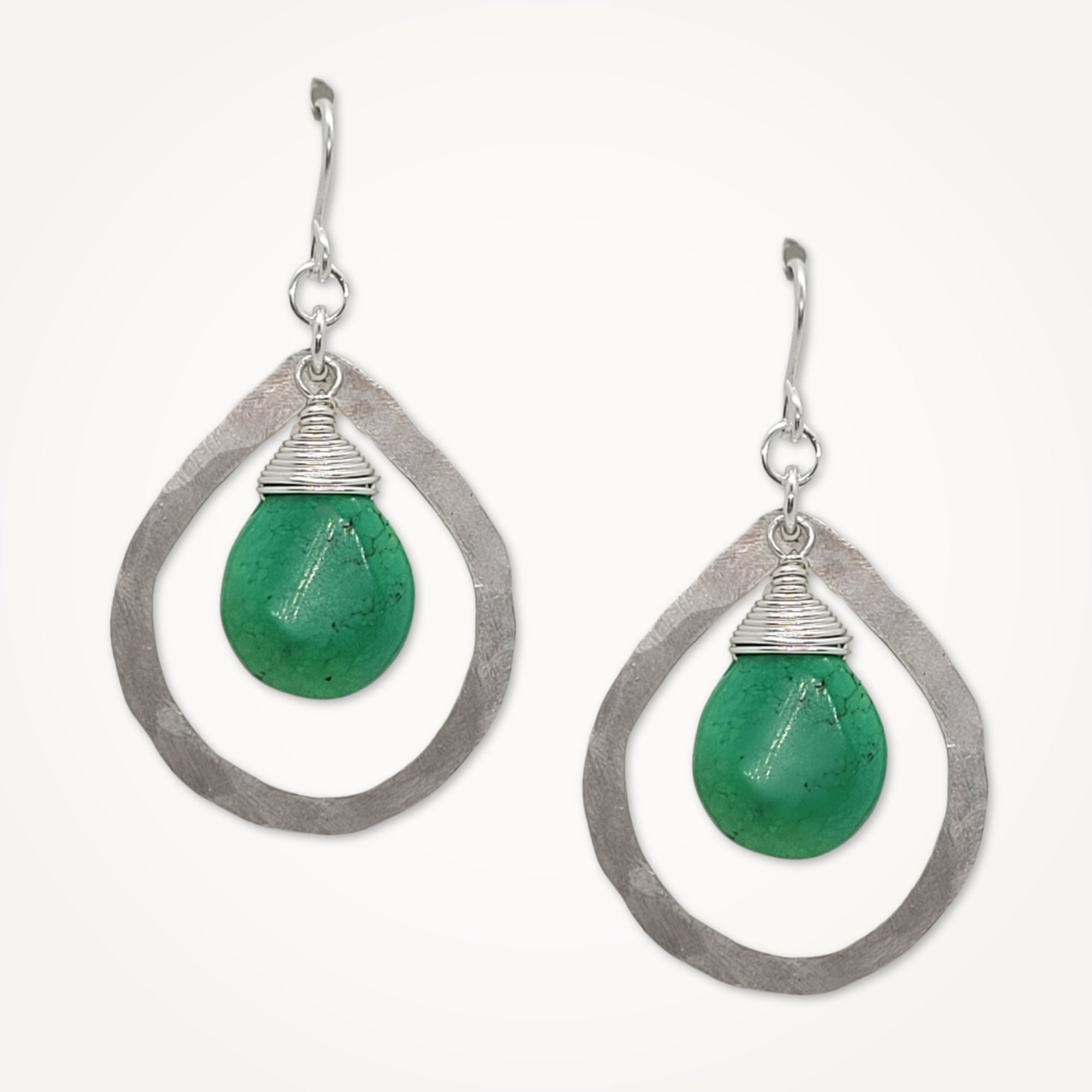 Organic Teardrop Earrings • Green Turquoise
