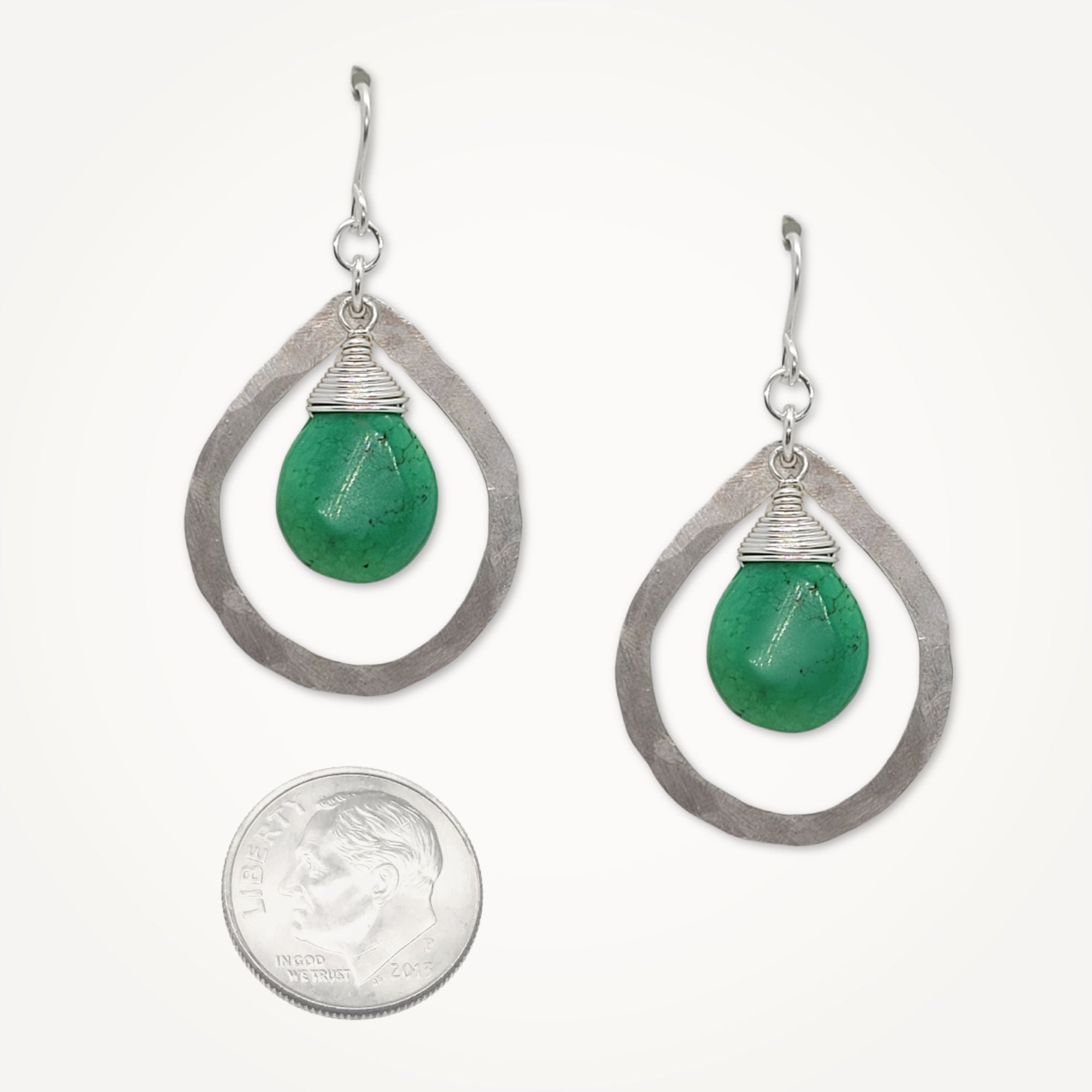 Organic Teardrop Earrings • Green Turquoise