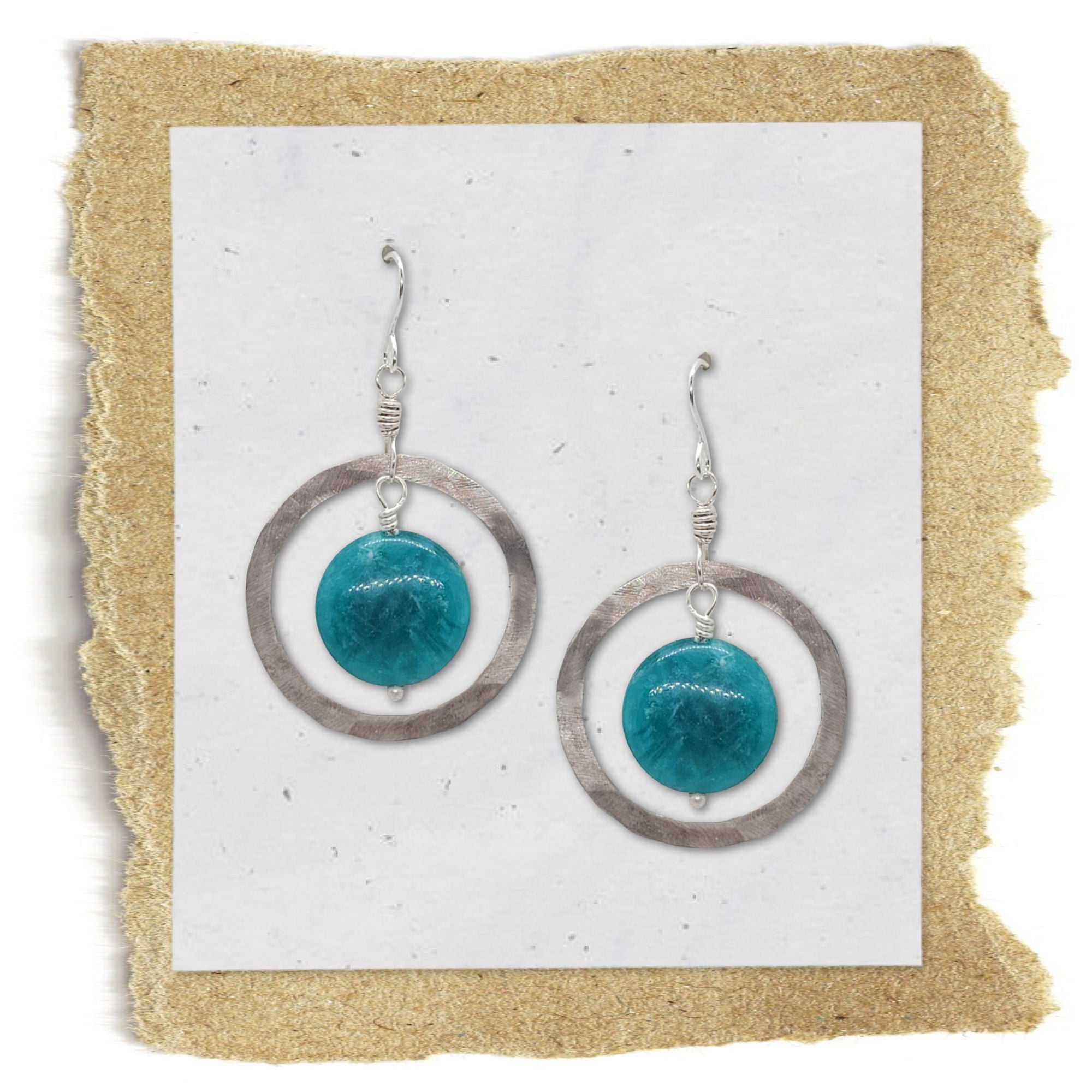 Organic Hoop Earrings • Russian Amazonite