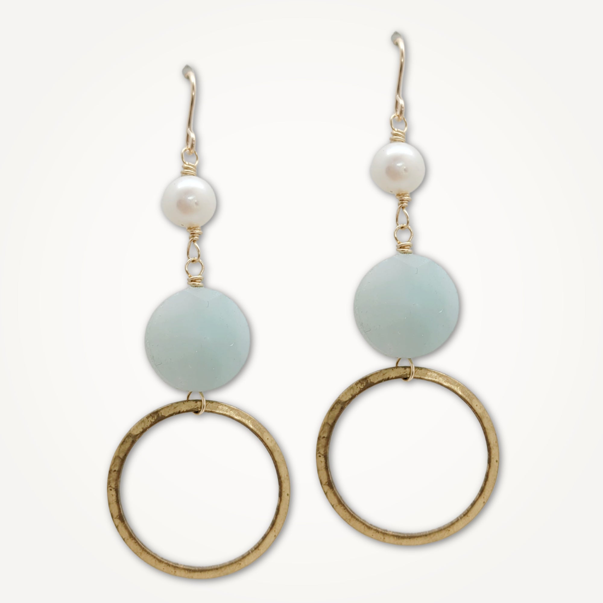 Estelle Earrings • Amazonite Gemstone Freshwater Pearl