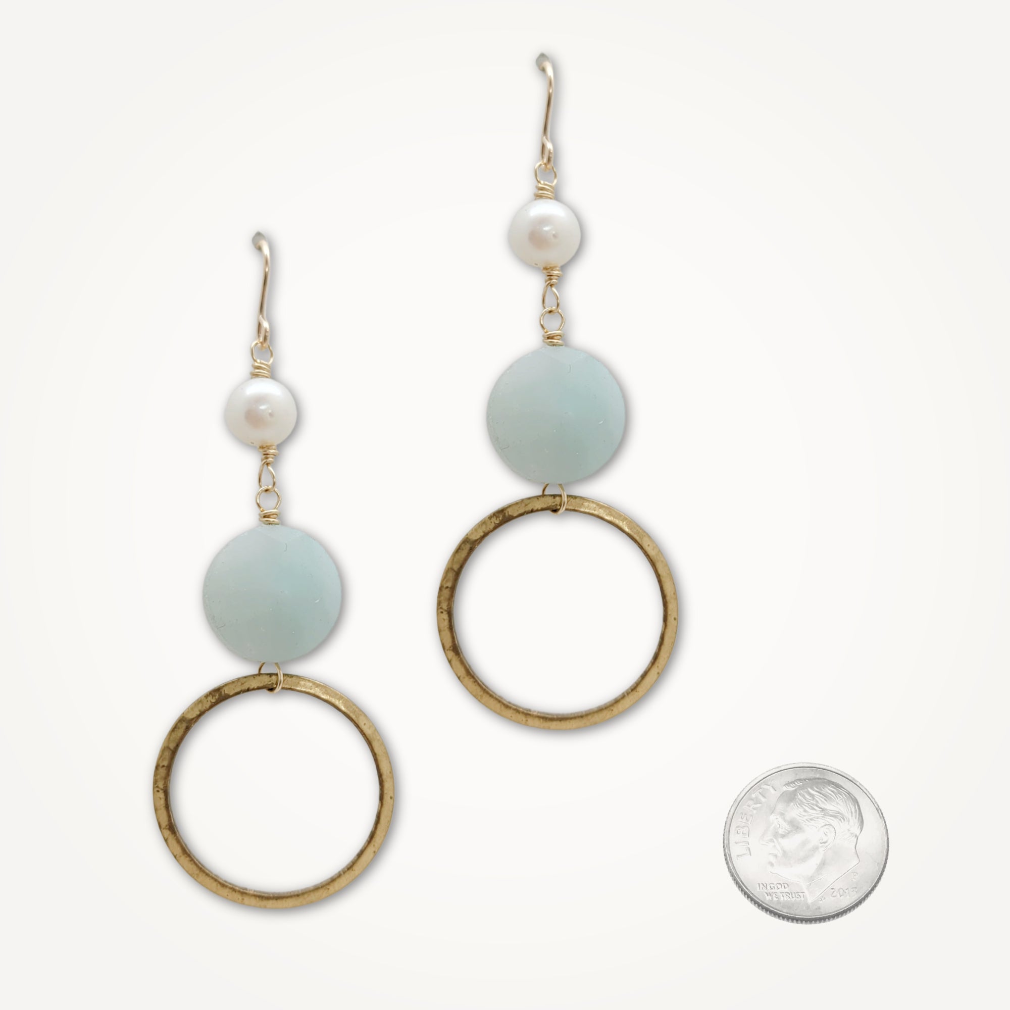 Estelle Earrings • Amazonite Gemstone Freshwater Pearl