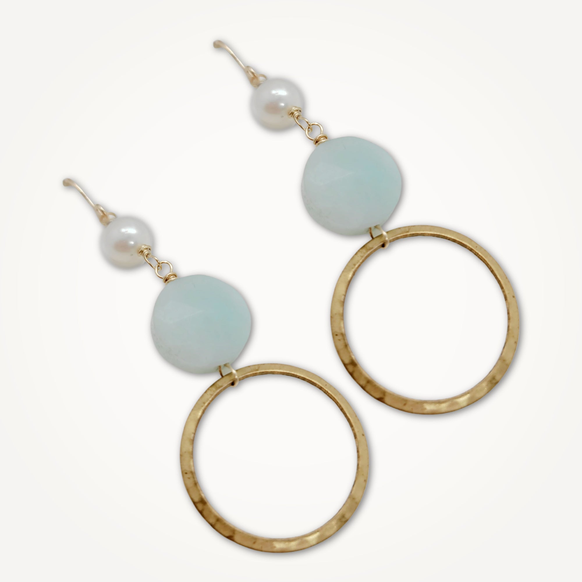 Estelle Earrings • Amazonite Gemstone Freshwater Pearl