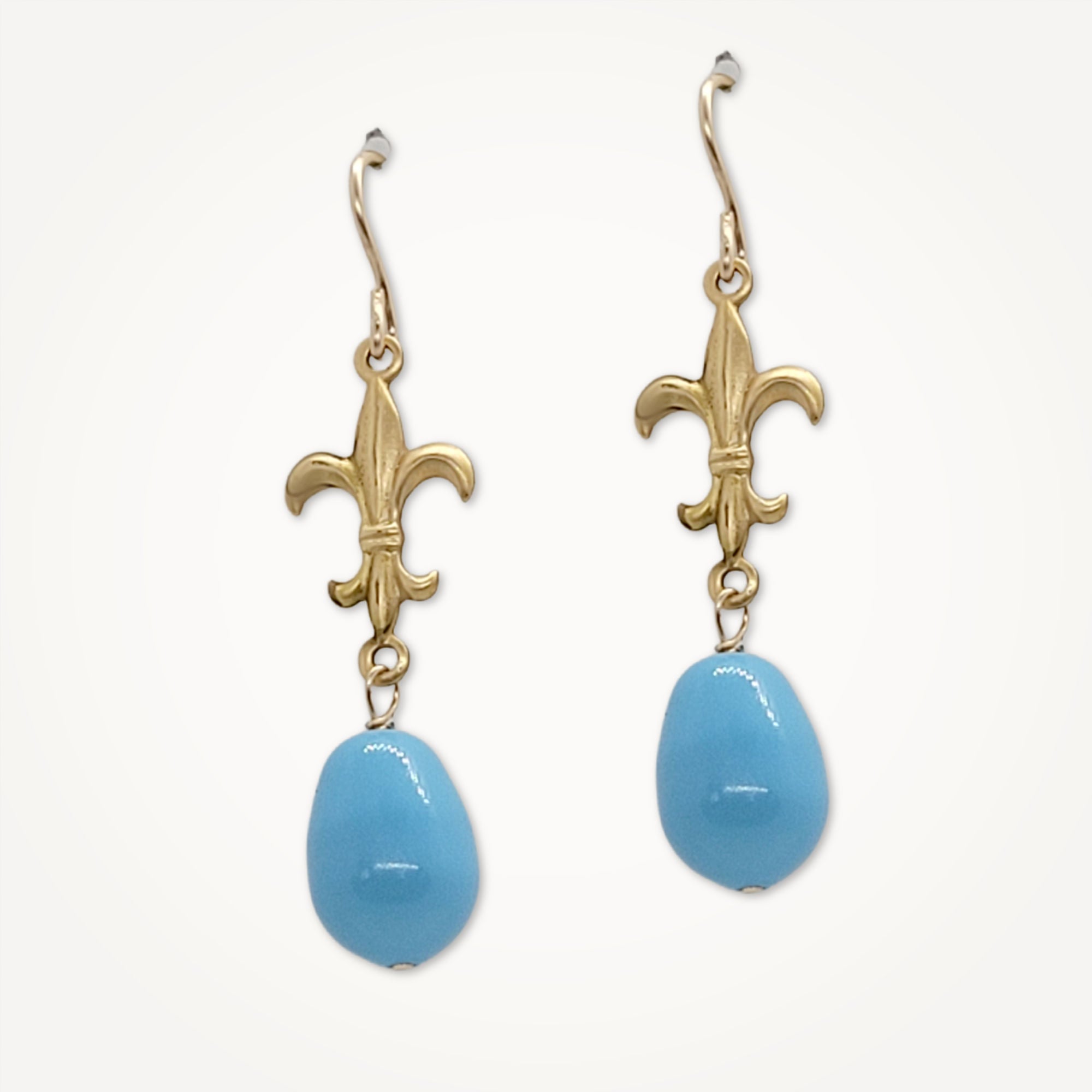 Fleur de Lis Earrings • Turquoise Pearl