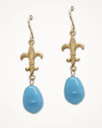 Fleur de Lis Earrings • Turquoise Pearl