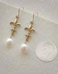 Fleur de Lis Earrings • Freshwater Pearl