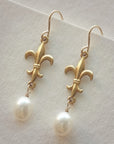 Fleur de Lis Earrings • Freshwater Pearl