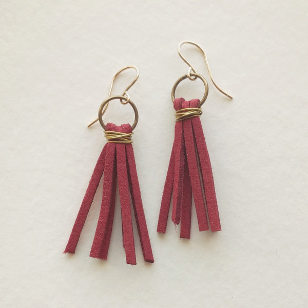 Petite Suede Fringe Earrings • Choice of Color