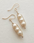 Gold Peapod Earrings • Three Peas