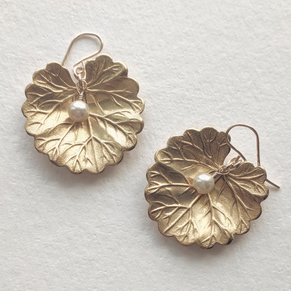 Water Lily Earrings • Pearl
