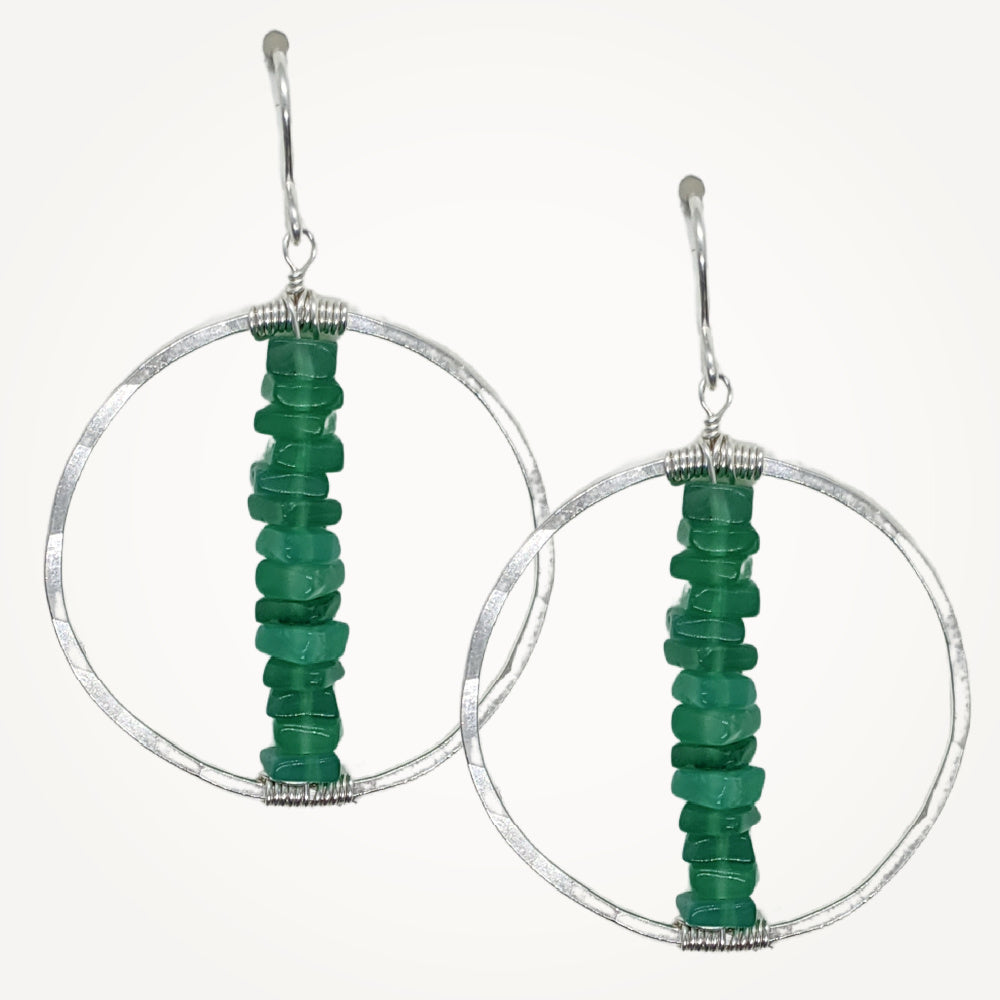 Hoop Earrings • Chakra Green Onyx