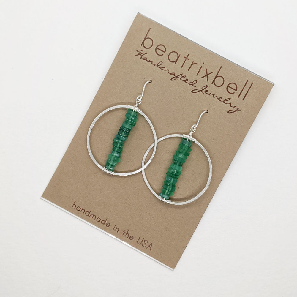 Hoop Earrings • Chakra Green Onyx