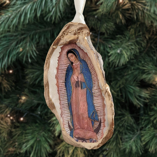 Our Lady of Guadalupe Ornament • Oyster Shell