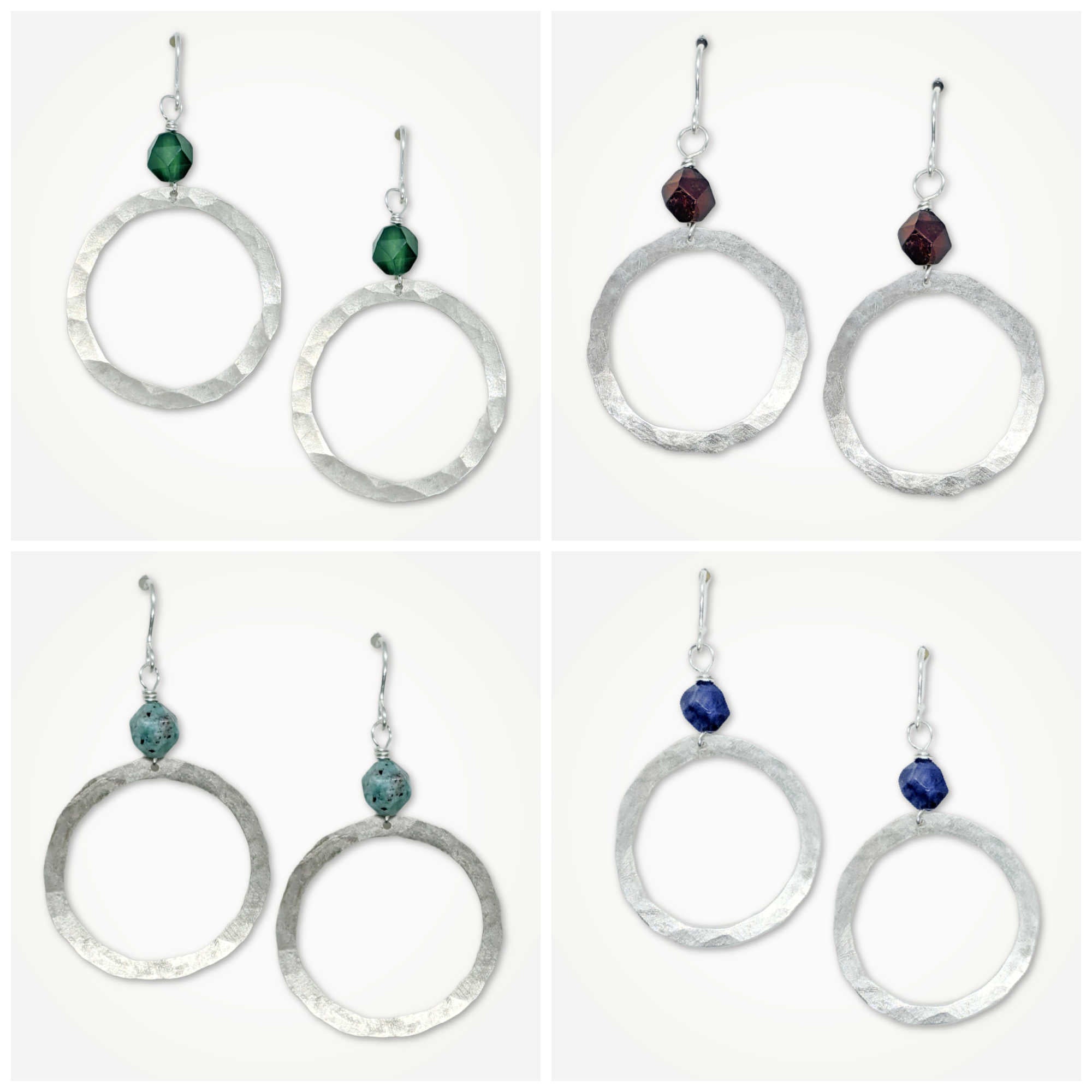 Organic Hoop Earrings • Choice of Star Cut Stone