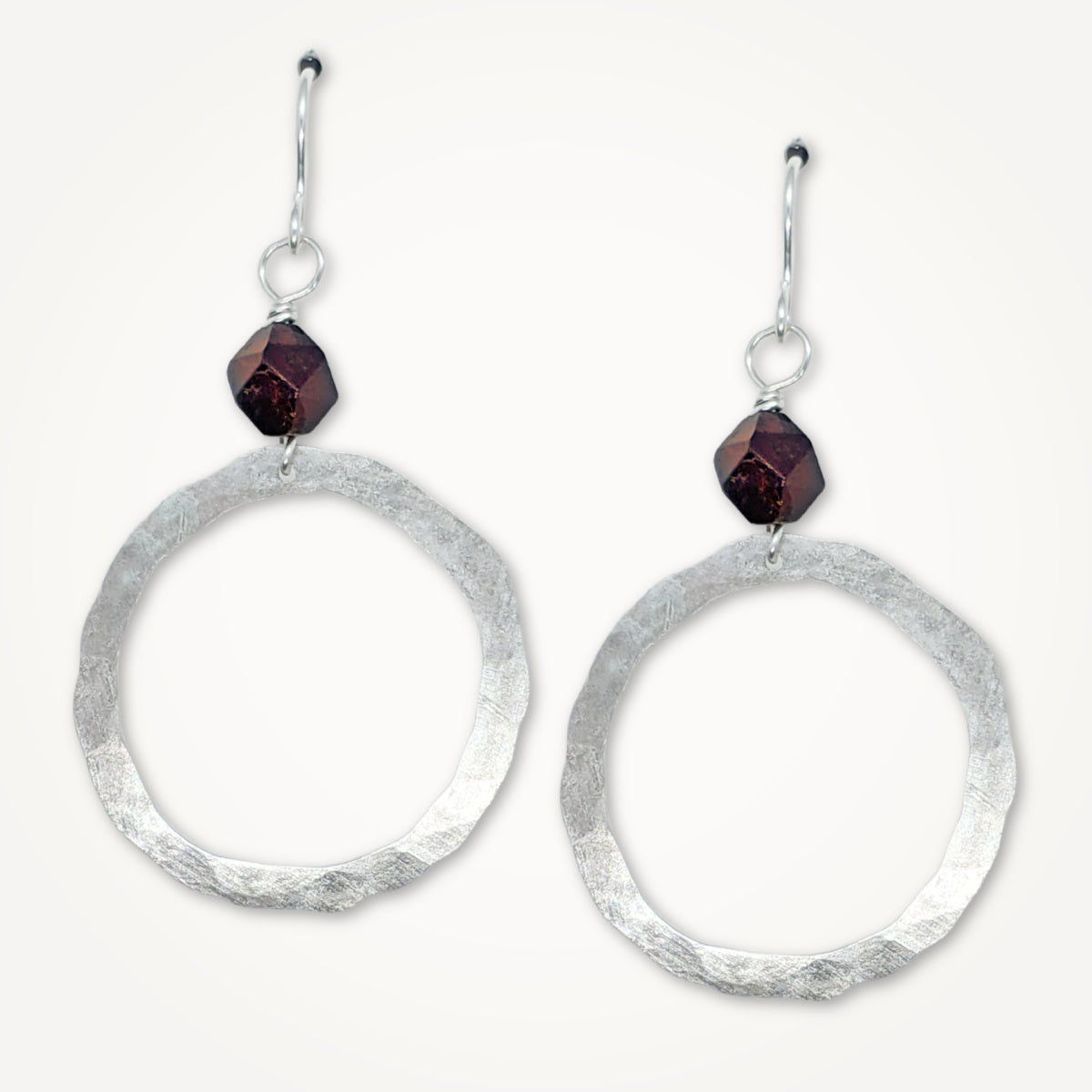Organic Hoop Earrings • Choice of Star Cut Stone