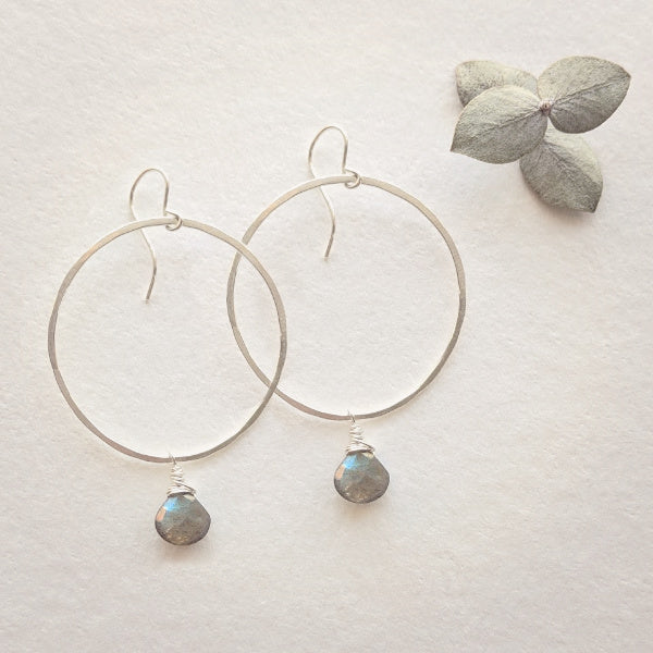 Luna Hoop Earrings • Labradorite