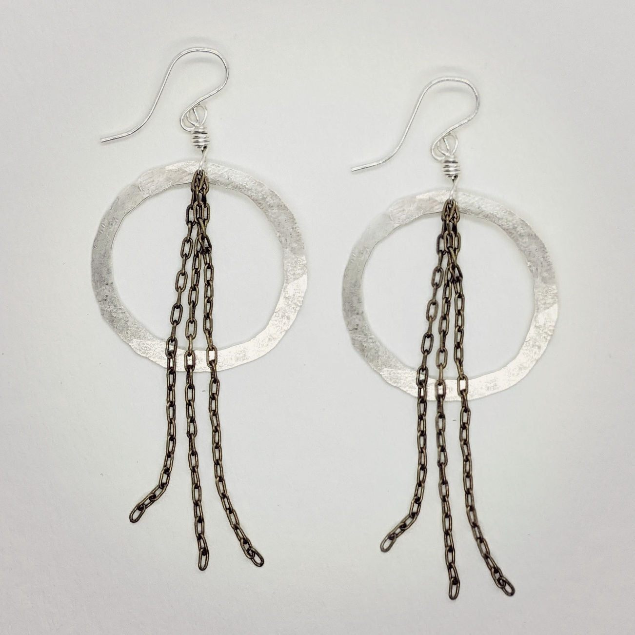 Organic Hoop Fringe Earrings • Antique Brass