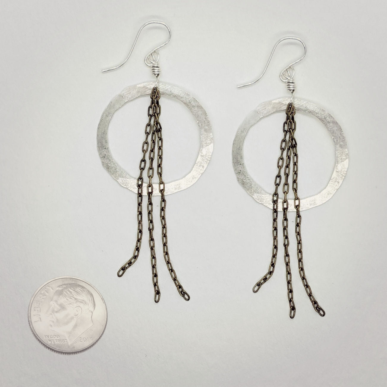 Organic Hoop Fringe Earrings • Antique Brass