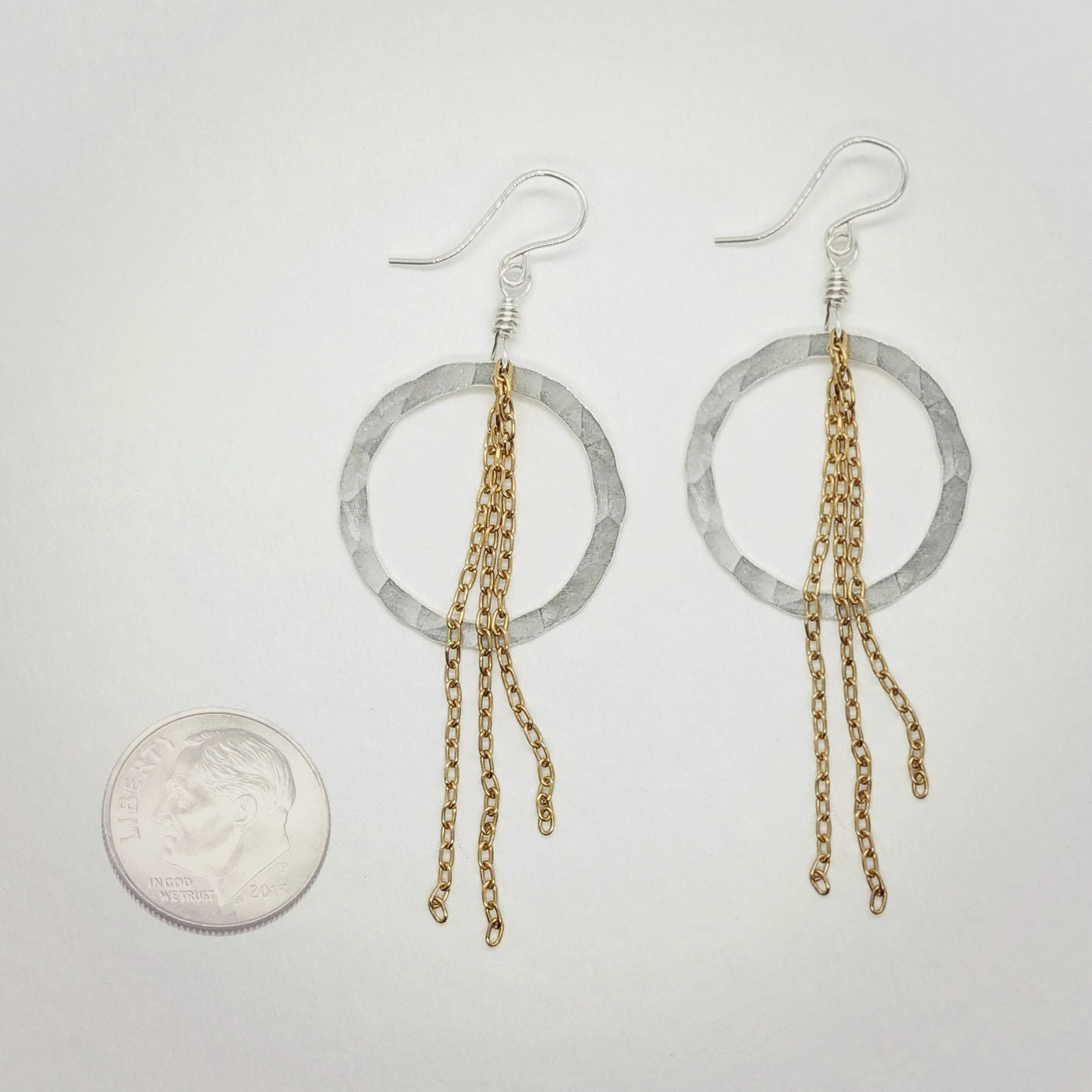 Organic Hoop Fringe Earrings • Gold