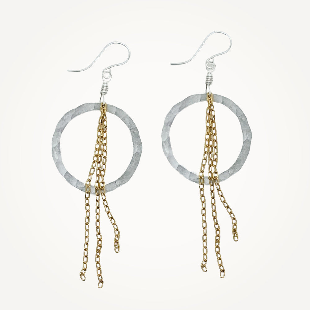 Organic Hoop Fringe Earrings • Gold