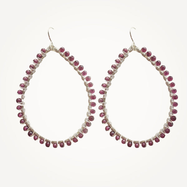 Woven Garnet Hoop Earrings