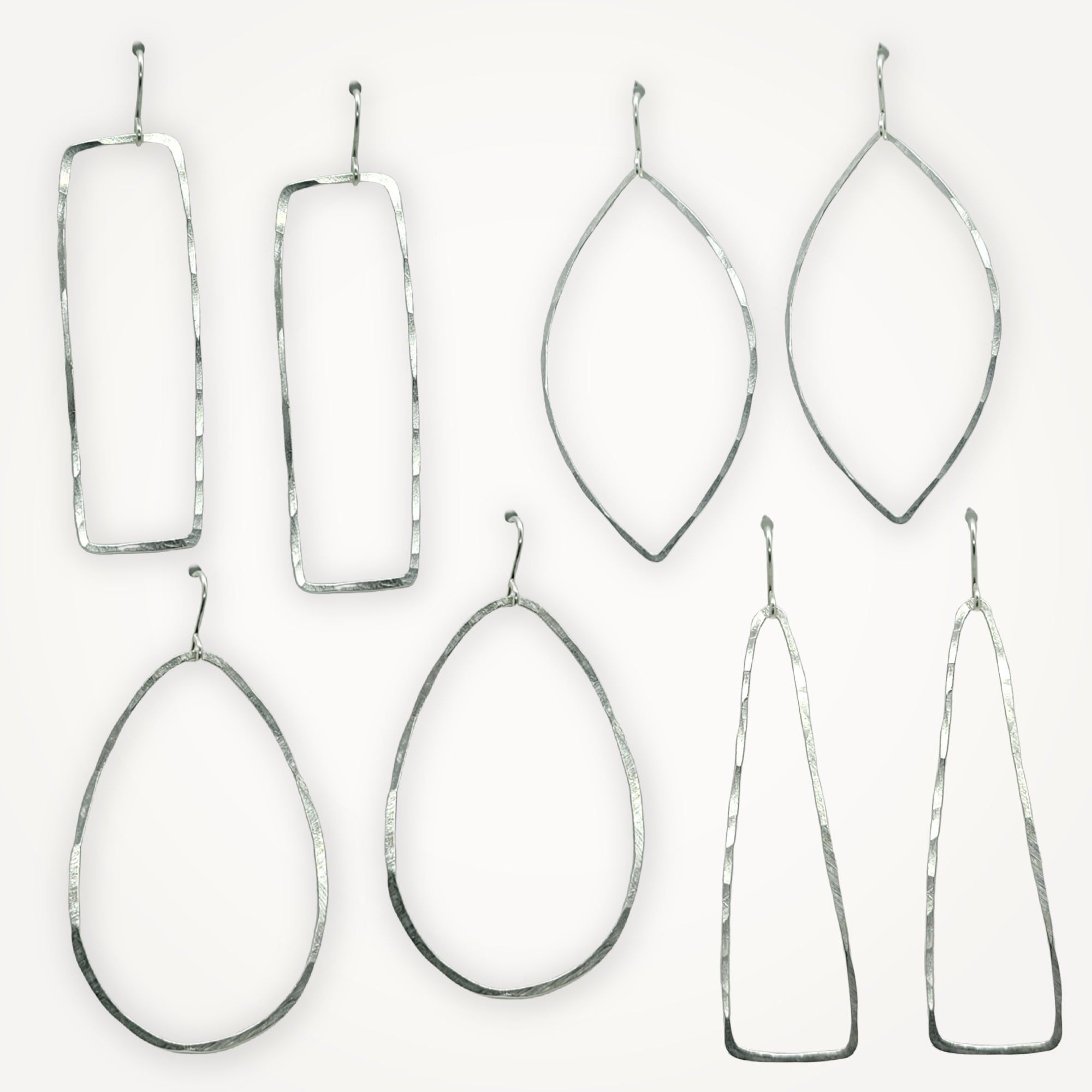 Hammered Hoop Earrings • Choice of Shape