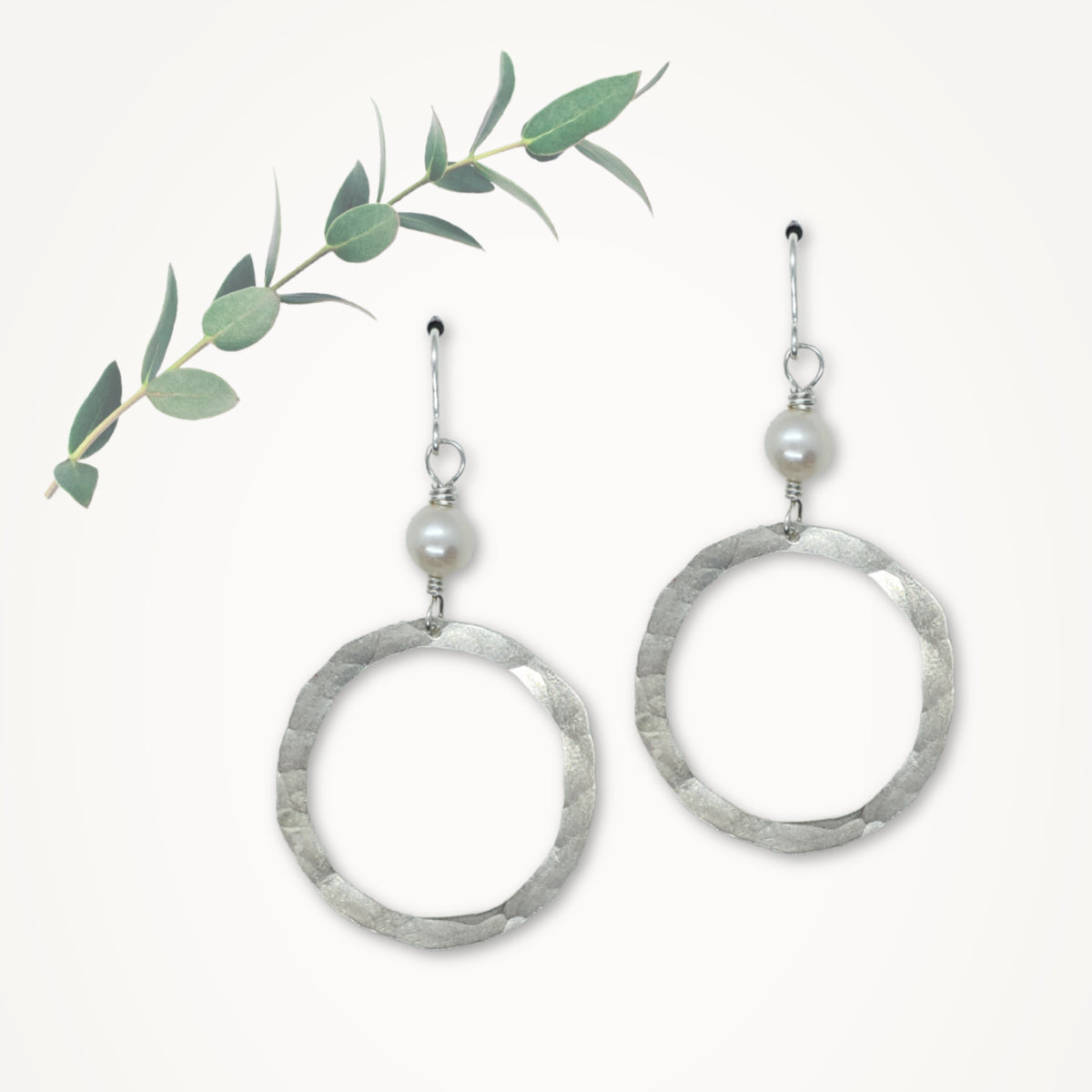 Organic Hoop Earrings • Choice of Pearl