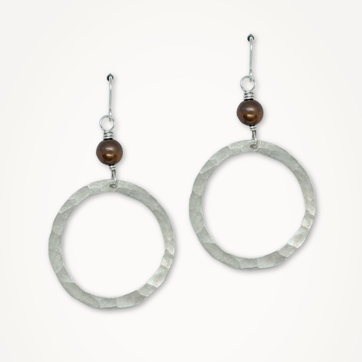 Organic Hoop Earrings • Choice of Pearl
