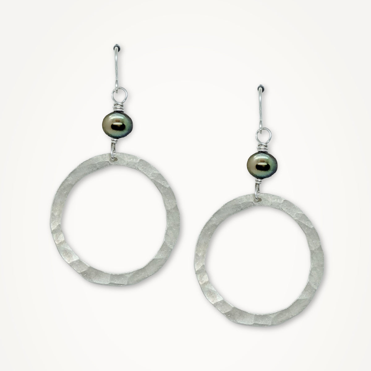 Organic Hoop Earrings • Choice of Pearl